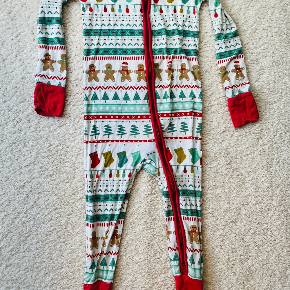Little Sleepies bamboo Gingerbread, trees, Christmas, Holiday Footed Pajamas